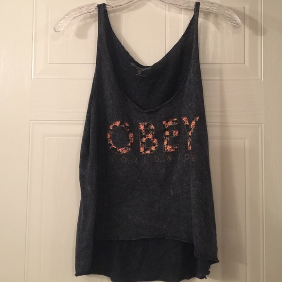 Obey Tops - 🌸🌼OBEY tank with floral writing loose fit